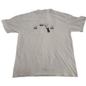 Graphic Tee Los Angeles Apparel L Gun Print "Dont Get Caught Lacking"